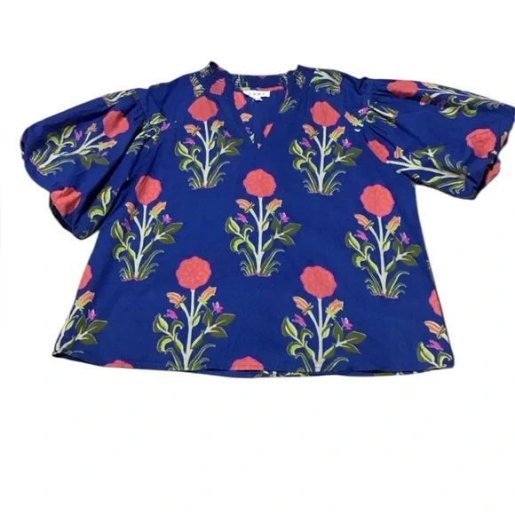 THML Blue and Pink Floral Blouse - Picture 4 of 11